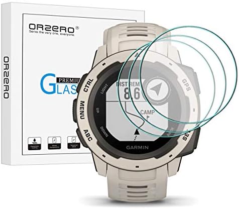 OrZero compatível para Garmin Instinct Smartwatch Protetor de tela de vidro temperado, bordas de arco 2.5D 9 dureza