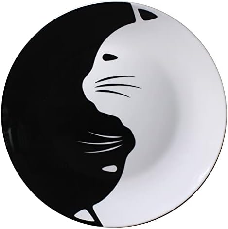 Conjunto de placas de porcelana de gato preto e branco Leadex, melhor presente para o amante de gatos