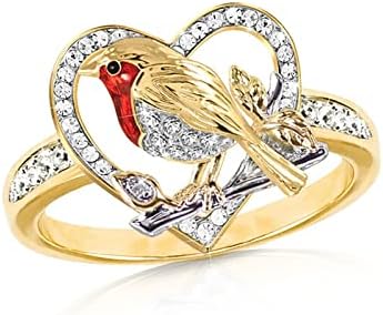 2023 novo anel de pássaro anel vermelho anel de pássaro criativo para mulheres anéis anel de cor de cor