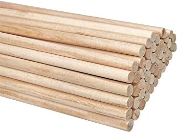 Hastes de madeira longa de madeira inacabada de madeira natural paus de madeira 50 pacote de 50 pacote 1/4 polegada × 12 polegadas