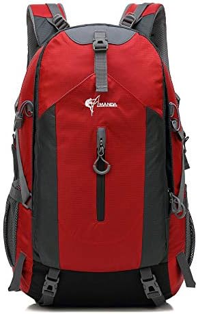 Amanda 50l resistente à água Backpack/Casual/Caminhada/Camping Daypack com capa de chuva, buraco de fone de ouvido