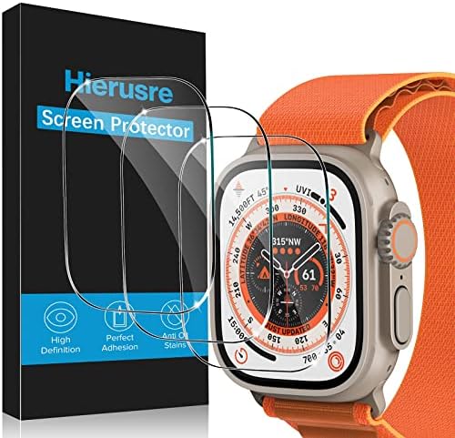 Protetor de tela Hierusre [3 pacote] para a tela Apple Watch Ultra 49mm, Protetor de vidro temperado para iwatch