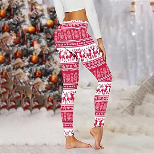 Leggings de Natal feminino Cantura alta Skinny Active Yoga Pants divertida moda de Natal Feriado treino de impressão de calças