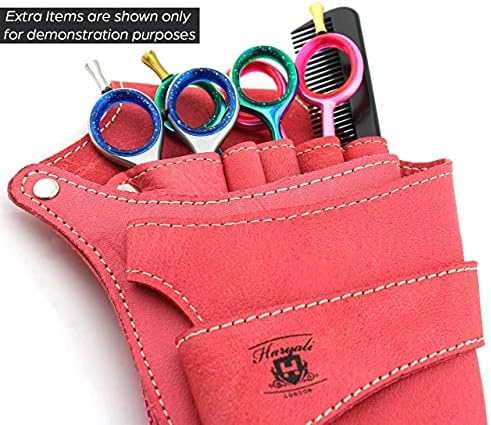 Cinturão de ferramentas de cabeleireiro de Londres Haryali - Bolsa de cinto de ferramentas rosa - bolsa de cabeleireiro de couro sustentável - suporte de tesoura de bolso multi -bolso de barbeiro - bolsa de cinto ajustável - bolsa de tesoura