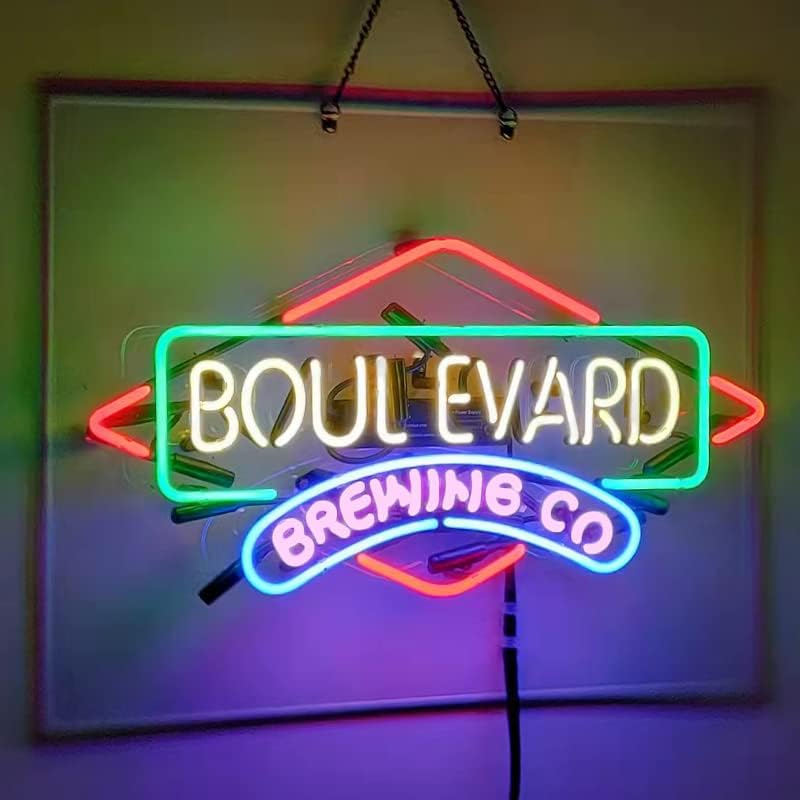 Mylett Boulevard Brewing CO. Cerveja Sinais de neon de cerveja Tubos de neon reais para o Home Bar Club Man Cave Store Decor 19x15, multicolorida