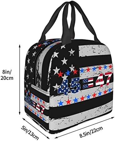 SWPWAB PRO Trump 45 47 Presidente 2024 47th POTUS Reutilizável Folha portátil espessada Saco de bento isolado para homens e mulheres