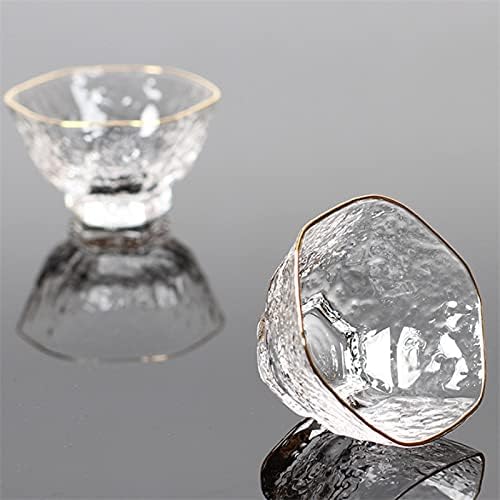Dodouna 2pcs Conjunto japonês martelado Crystal Glass Comercup resistente ao calor Mão soprada de água de chá de chá de chá