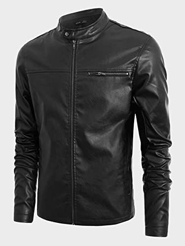 Jackets Ninq para homens - Men zip detalhe jaqueta de couro sem tee