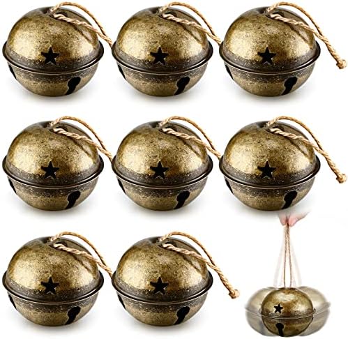 Zhengmy 8 peças sinos de natal jumbo 3,15 '' cutouts de estrela de natal sinos sinos de natal sinos grandes para sinos artesanal ornamento