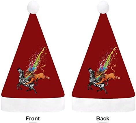Lion Zebra Christmas Hat Hat do Papai Noel Hats de Natal Fungamente Chapéus para Mulheres/Homens