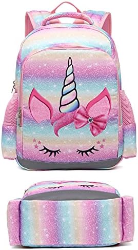 Jianya Kids Backpack for School Girls Backpack Lanch Box Set