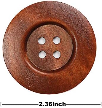 Yaka 22pcs Botões de madeira redonda marrom 4 orifícios, botões de artesanato para costura