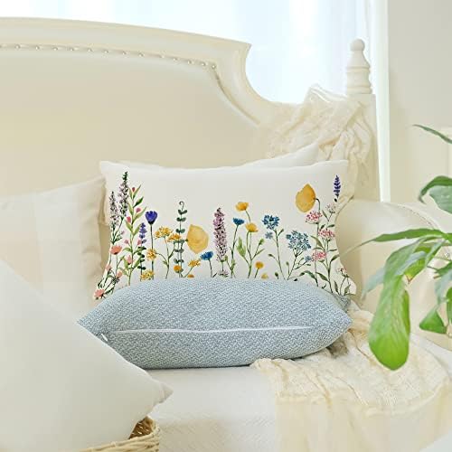 Caps de travesseiro de primavera de nerds 12x20 Flores coloridas de veno decorativo de verão floral decoração de sofá para casa