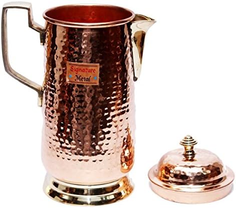 Bona fide jarro de cobre bebida mais água, pura artesanal martelada jarro de cobre, feita de bitola pesada, jarro de cobre,