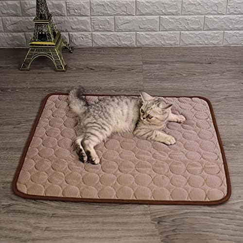MLLKCAO 1PC DOG Auto -resfriamento, Pet respirável para resfriável almofada de resfriamento, tapete de sono de seda lavável, cama de tapete de canil dormindo para gatos, café