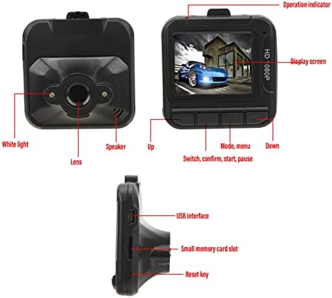 Dash Cam, 1080p FHD Driving Recorder 1.6in Screen Dashboard Camera Recorder com detecção de movimento, WDR, gravação
