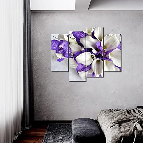 Bunco de flores em arte de arte de parede roxa branca e escura impressão impressão na tela floresce a imagem para casa decoração moderna