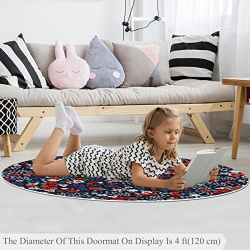 Llnsupply Kids Rug 5 pés grandes tapetes de área redonda para meninos meninos bebê - pequena flor vermelha, decoração de casa Deconomia infantil tatempeiro