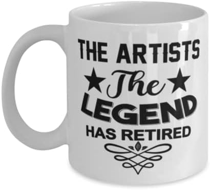 Artists caneca, a lenda se aposentou, idéias de presentes exclusivas para artistas, copo de chá de caneca de café branco