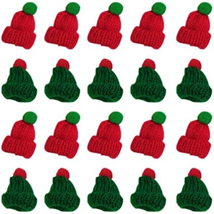 Kesyoo 20pcs Mini chapéu de lã tricotado Papai Noel Handork Acessórios Decoração de roupas