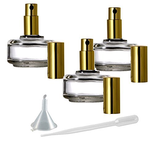 Atomizador de névoa fina de perfume, garrafa de vidro redondo plano, Grand Parfums Gold Fine Mist Sprayer 1/2 oz -15ml