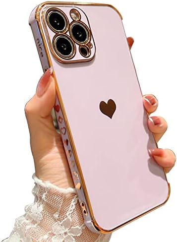 CloudValley projetado para iPhone 14 Pro Case fofa e luxuosa Love Heart Plating Glod Egde Soft TPU Case de proteção à prova de choque