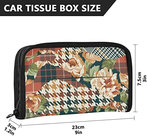 Holder de tecido de carro Houndstooth-Tartan-Roses-Play Play Dispenser Dispenser Backseat Tissue Caso