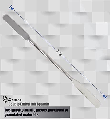 A2Z-DE005 Aço inoxidável de aço inoxidável Micro Labory Spatula Sampler, quadrado e extremidade redonda, 7 Comprimento