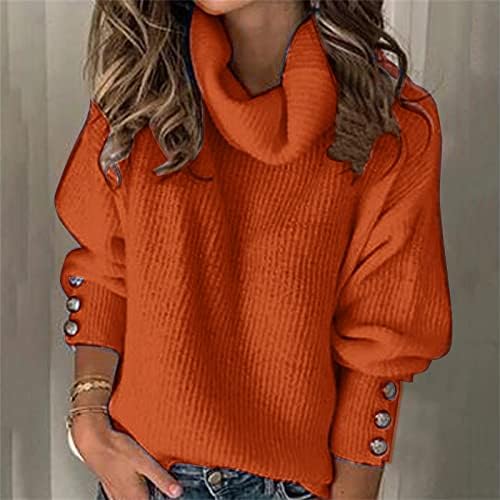 Suéteres femininos pulôver com manga tripla de gola quente colarinho de colarinho de colarinho alto suéter de inverno de manga comprida
