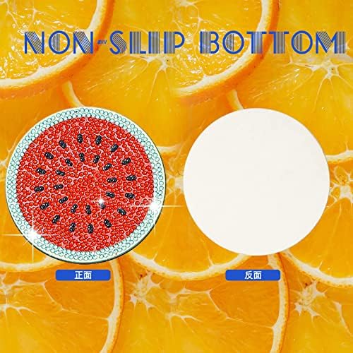 Ylolul 10 PCs Pintura de diamante em forma de frutas kits de pintura de diamante Diy Lemon Watermelon Diamond Coasters com