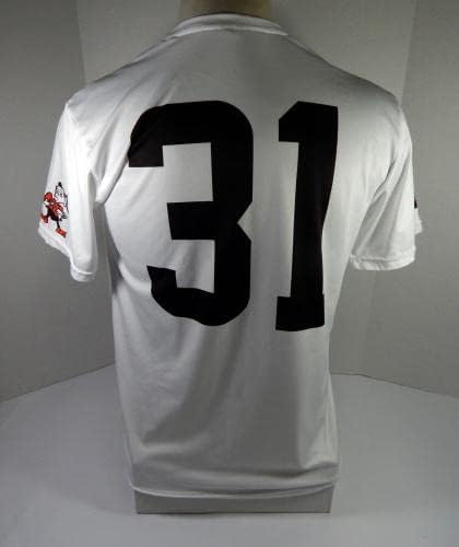 Cleveland Browns #31 Game usou White Practice Workout Shiry Jersey L DP45219 - Jerseys de jogo NFL não assinado usado