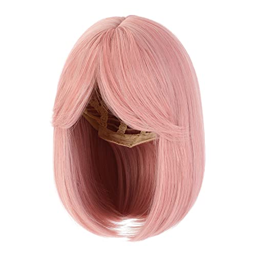 Shangzi Pastel Short Straight Bob peruca com cortina bangs femininas sintéticas perucas rosa perucas de cosplay para meninas usam