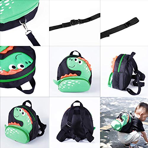 Ibestby Toddler Mackpack com arnês anti-perdido Pequeno dinossauro Mochila Moas da segurança para meninos e meninas