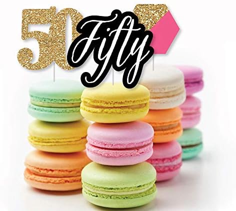 Big Dot of Happiness Chic 50th Birthday - rosa, preto e dourado - Cutups de festa em forma de bricolage - 24 contagem