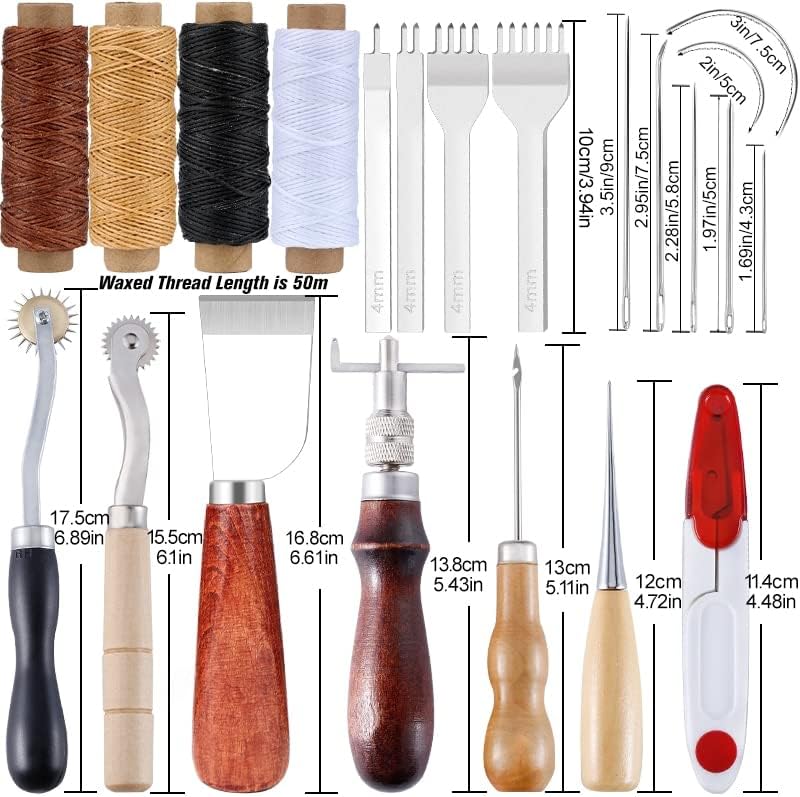 Kit de ferramentas de artesanato de couro profissional Kit de costura de costura manual Punto Trabalho de escultura de sela Acessórios DIY Ferramenta artesanal SE - Conjuntos de ferramentas de couro de couro - - - - -
