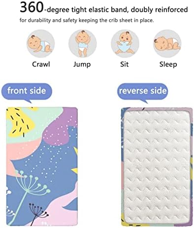 Folha de berço com tema pastel, lençóis de colchão de berço padrão, lençóis de cama macios e respiráveis, com um quarto ou berçário de meninos, 28 x52, multicolor