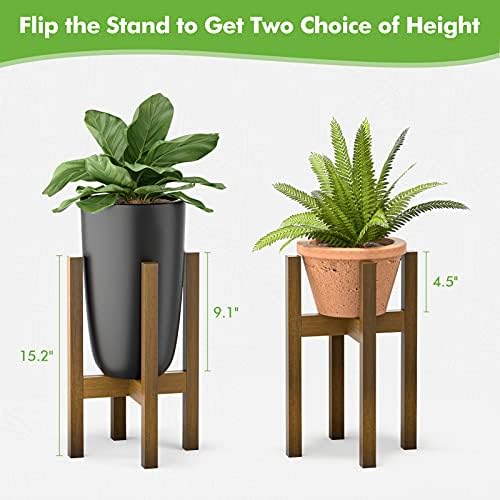 Planta Stand para plantas internas, meados do século moderno ajustável Bambu Stand Plant Indoor Plant Rack para a sala de estar, a varanda