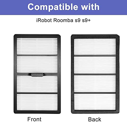 14 Filtro de embalagem Substituição compatível com o iRobot Roomba S9 S9+, 8 filtro, 6 pincel lateral
