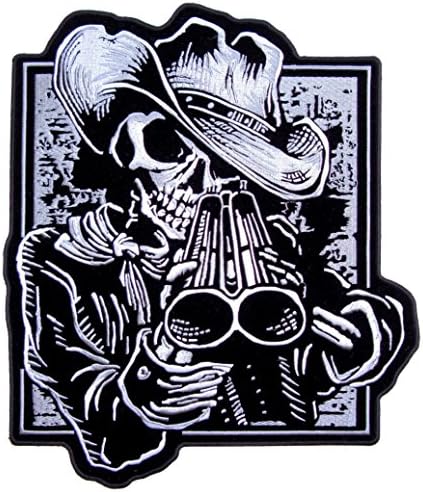 Esqueleto de Cowboy Supremo de Couro com Espingo Bordado Moticeiro Bordal-Medido-Médico
