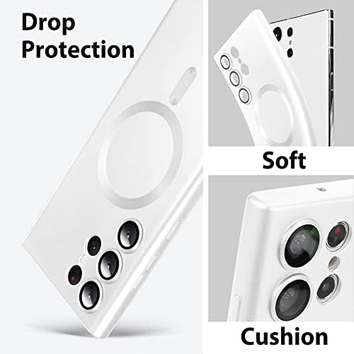 Magnetic Goarshy projetado para Samsung Galaxy S23 Ultra Case Branco [Compatível com Magsafe] Voltas Hardes e Rumper macio, Protetor