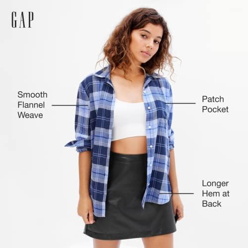 Gap feminina flanela de flanela para baixo camisa