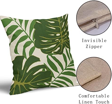 Capas de travesseiros de folhas verdes tropicais 18x18 polegadas de 2 modernos travesseiros modernos de folha de palmeira