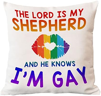 O Senhor é meu pastor e ele sabe que eu sou gay arremesso de travesseiro de travesseiro de travesseiro lésbico orgulho gay de transgênero transgênero de almofada de almofada Decoriva Decoriva Decoriva Decor para sofá Sofá Bed Car 20X20in