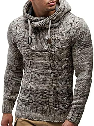 Xiaxogool Turtle Neck Sweaters Para homens, homens malha de malha pulôver casual com manga comprida blusas de gola alta com cordão