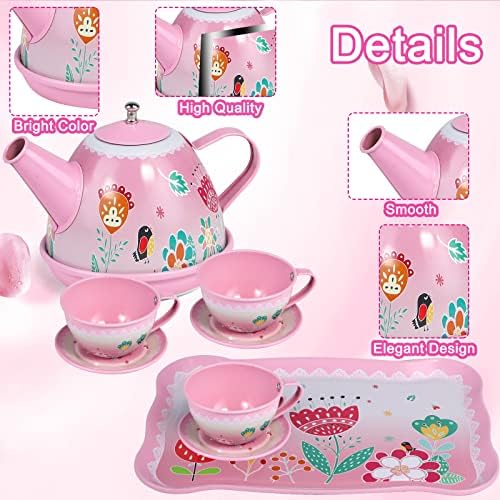 Tea Party Set para meninas, brinquedo de chá do chá de princesa antes do mundo, incluindo sobremesa, biscoitos, rosquinhas, bolo