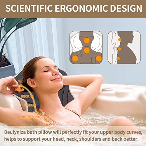 Travesseiro de banho - travesseiros ergonômicos para o pescoço da banheira e as costas, travesseiro de banheira com poderosos xícaras