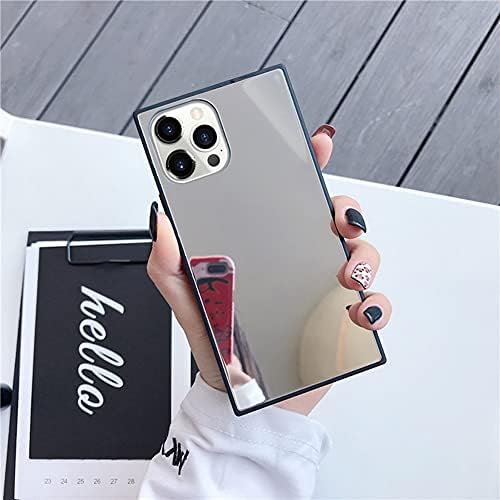 Luvi para iPhone 12 Pro Max Square Case Makeup Mirror para mulheres meninas Luxo Luxo espelho de vidro brilhante Tampa