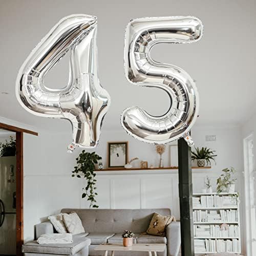 Número 54 Balões de 32 polegadas Alfabeto de balão digital de 32 polegadas 54º aniversário Digit 54 Balões de hélio Big Ballons Big Ballons para Festas de Aniversário Supplies Bacharelas de Casamento Chuveiro de Noiva, Silver Número 54