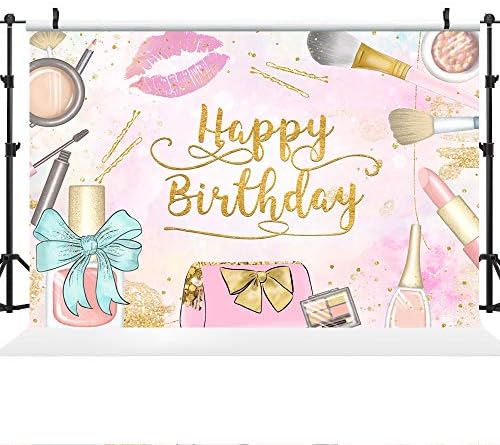 Ticuenicoa 9 × 6ft meninas maquiagem de maquiagem de aniversário spa glamour cosmetics tem tema festas de festa decorações de banner rosa beleza maquia