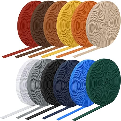 Willbond 12 Rolls Bandas elásticas trançadas corda colorida/cordão elástico Elasticidade de cinta esticada pesada Banda plana